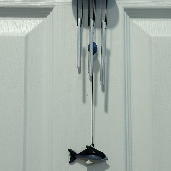 Blue Gray Dolphin Acrylic Metal Hanging Wind Chimes - Picture 5 of 12